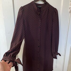 Banana Republic Black and Red Long Sleeve Dress